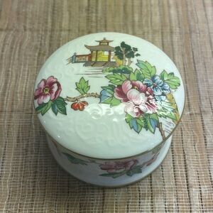 PAGODA Crown Staffordshire England Bone China Cherry Blossom Vintage Trinket Box